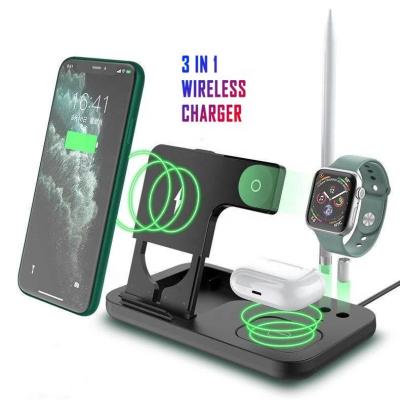 China Eco-Friendly for iPhone Charging Stand, Multi 3 in 1 15W Qi Wireless Charger Stand Holder Base for iPhone for Apple Watch for Airpods for sale