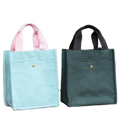 China Double Handle Canvas Bag No Side Pockets 100% Cotton Custom Tote Bag Logo Canvas Printing Portable Tote Bag for sale