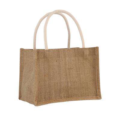 China Small Eco-Friendly Jute Bags Cotton Handle Tote Bag Bulap Jute Custom Shopping Bags White for sale