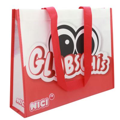 China 2021 New Reusable Recycle Plastic PP Woven Shiny Grocery Bag With Logo Printing Small Tote Bag for sale