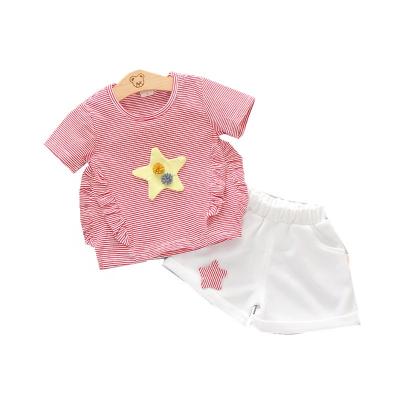 China 2022 New Summer Girls 2 Pcs Set Children's Casual Gift Sets School Baby Clothes Set Summer Kids Clothing for sale