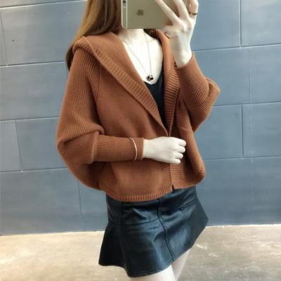 China 2021 Wholesale Bat Style Sleeves Women Anti-Wrinkle Slim Soft Cardigan Sweater Ribbed Knitwear Hoodies for sale