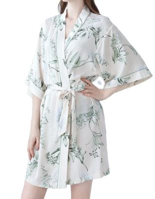 China 2021 Summer QUICK DRY Long Robe Woman Spring Having Floral Print Luxury Home Robe Bathrobe for sale