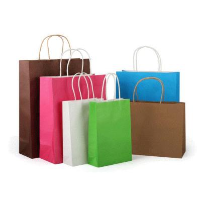 China Recyclable Wholesale Cheap Gift Handbags With Logo Small Kraft Paper Shopping Bag Rose Gold For Delivery for sale