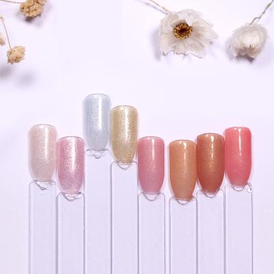 China Art Beauty 2021 Newest Glitter Nail Art Beauty 2021 Multicolor Base Rubber Gel Nail Polish UV Shiny Rubber Base Coat for sale