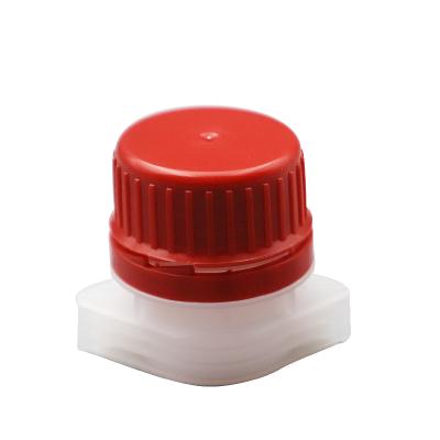 China Non Spill Plastic Screw Ring Cap With Large Diameter Spout For Fertilizer And Laundry Detergent Stand Up Pouch for sale