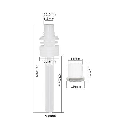 China 8.6mm Plastic Double Gaps Non Spill Tube Spout Along With Cap For Drinking Pouch for sale