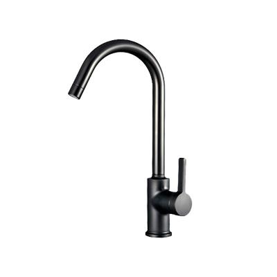 China Industrial Deck Mounted Hot And Cold Kitchen Faucet Matte Black 360 Degree Rotating Kitchen Sink Faucet for sale