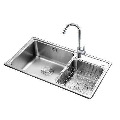 China With Faucet JOMOO Stainless Steel Double Bowl Kitchen Sink With Faucet And Basket for sale