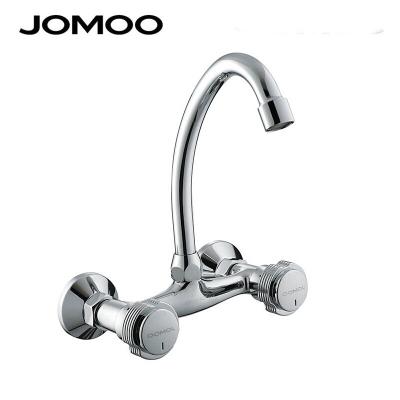 China Contemporary High Quality Double Hand Kitchen and Bathroom Mixer Tap Wall Mounted Brass Hot and Cold Faucets for sale