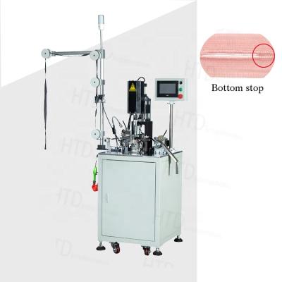 China Bottom Stopper Zipper Machine Plug Inserter Zipper Operate Full Automatic Ultrasonic Invisible Bottom Stopper Zipper Making Nylon Invisible Zipper for sale