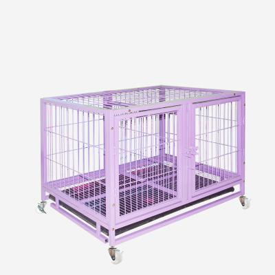 China Breathable Pets Dog Cage Folding Design Iron Galvan Mesh Wire Large Cat Pet Portable Outdoor Cage for sale