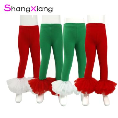 China Anti-pilling Soft Baby Girl Cotton Triple Ruffle Toddler Leggings Wearing Pants Girls Clothing for sale