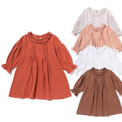 China Washable High Quality Pastoral Style Long Sleeve Infant Toddler Kids Children Dresses for sale