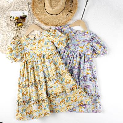 China Washable Kids Boutique Clothes 100% Cotton Little Girls Floral Summer Dresses for sale