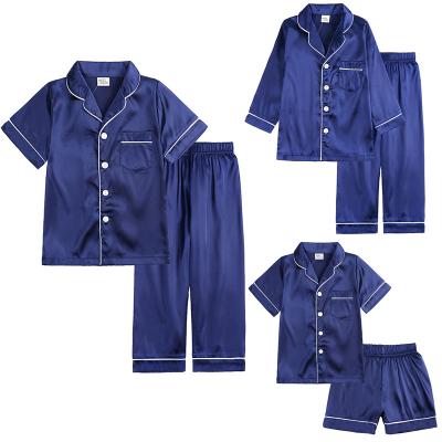 China China factory direct kids clothes breathable imitated silk fabric toddler boys comfortable satin terno pajamas pants sets sleepwear for kids for sale