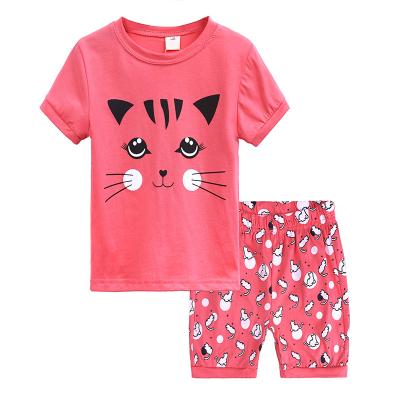 China China Breathable Wholesale Cheap Children Clothing Set Cute Cartoon Printed Children Boy Girls Shorts Sleeves Sleepwear for sale