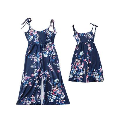 China Breathable Fashion Kids Clothing Sets 2022 Summer Little Girls Mommy And Me Matching Set Overalls Outfits for sale