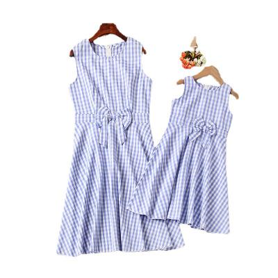 China Breathable Kids Boutique Clothes Summer Plaid Plain Dyed Mommy And Me Dresses For Girls Wholesale for sale