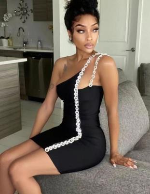 China 2021 Hot Selling F2422 Metal TRIM BANDAGE DRESS New Arrival Hot Selling Dress Dress for sale