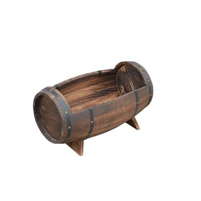 China CLASSIC Circular Decorative Flower Stand Wooden Balcony Patio Barrel Beer Barrel for sale