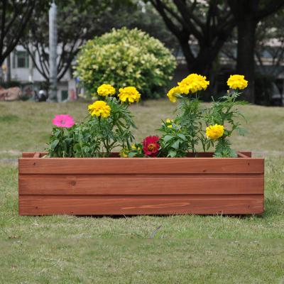 China New Design CLASSIC Outdoor Garden Rectangular Expanded Box Flower Pot Wooden Planter for sale