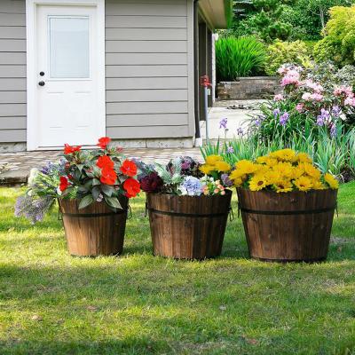 China 2021 CLASSIC Wooden Oval Bucket Barrel Gardening Pot Flower Plants Style Planters for sale