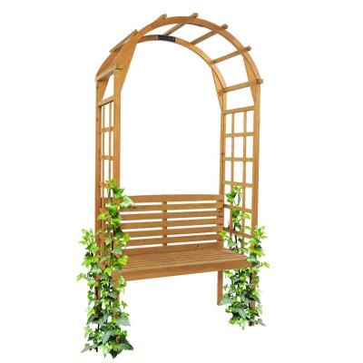 China Easily Assembled Garden Buildings Arches Wooden Arbors Pergolas Wedding Axle Wooden Flower Arches Garden Wedding Arch Bench for sale