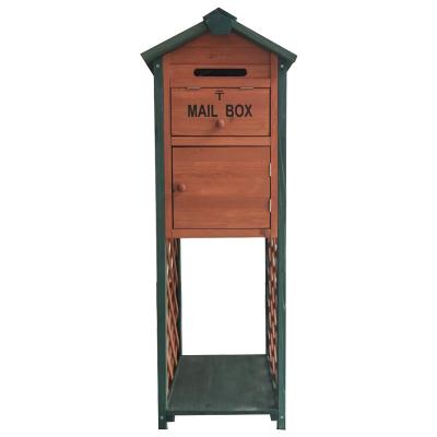 China 2021 Sturdy post letter box wooden standingmail outdoor buildings garden mailbox for home for sale