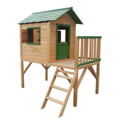 China Easily Assembled Outdoor Wooden Garden Kids Wooden Playhouse With House Slide for sale