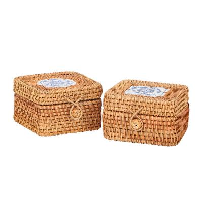 China 2021 New Handmade Handmade Woven Other Storage Baskets Boxes For Gifts, Tea Food Organizer Container Wicker Storage Baskets for sale