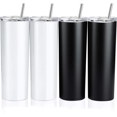 China Freshness Preservation Double-Insulated Water Tumbler Slim Cup Stainless Steel Silver Lean Tumbler With Straw for sale