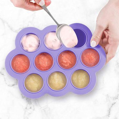 China Perfect Clear Homemade Reusable Silicone Baby Food Freezer Removable Tray With Lid for sale