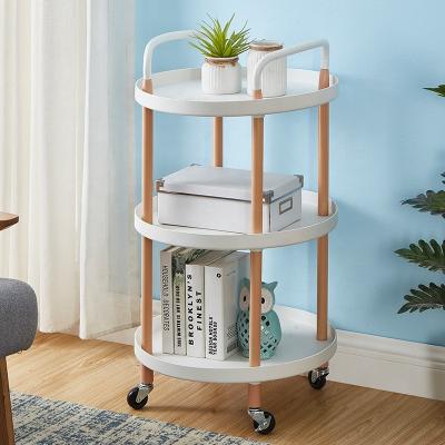 China Modern High Quality Round Metal Bedroom 3 Tier New Design Kitchen Cart Storage Rolling Serving Cart for sale