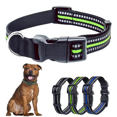 China ID Reflective Soft Nylon Rope Safety Garbage Adjustable Loose Collars, Outdoor Walk Quick Release Buckle Dog Collar for sale