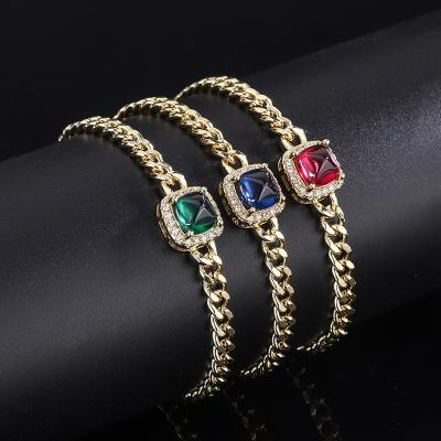 China Hot Selling Imitation Treasure Color Imitation Vintage Internet Celebrity Live Stone 8X8 Main Stone Blood Pigeon Bracelet Red Green Sugar Tower for sale