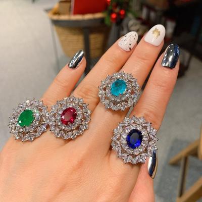 China European and American western style ring retro simulation dove egg color treasure diamond female ladies ring main stone 8X12 for sale