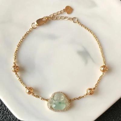 China New design exquisite and elegant ladies' silver jewelry natural chalcedony seed ice jade Buddha bracelet inspired ornaments CLASSIC for sale