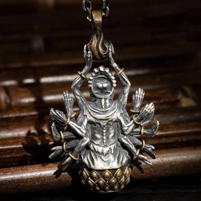 China New FASHIONABLE Eight Day Tathagata Buddha Jewelry Pendant Accessories Retro Silver Patron Saint Buddha Pendants Men's and Women's Necklaces for sale