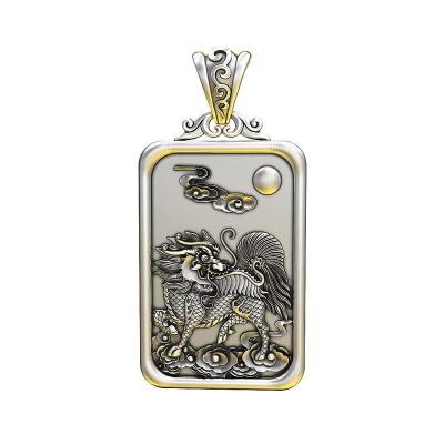 China FASHIONABLE Fire Unicorn Foot Silver Pendant Fire Dragon Pendant Necklace Jewelry Ornament for sale