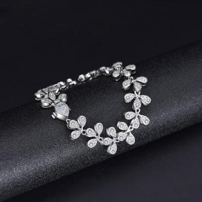 China New 925 Water BOHEMIA 2022 Flower Diamond Drop Bracelet 16CM Simulation Silver Diamond High Carbon Diamond Bracelet for sale