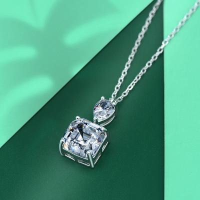 China European and American hot jewelry 2021 of new S925 Sterling Silver Necklace 10X10 simulation INS CLASSIC Diamond Pendant for sale