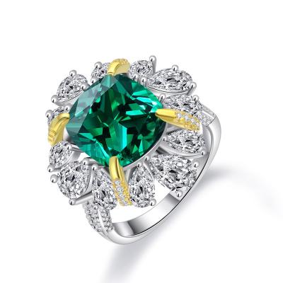 China Luxury Gemstone Diamond Ring New S925 Sterling Silver Ring 10*11 Emulation Jewelry 2020 Green Tourmaline BOHEMIA Mujing for sale