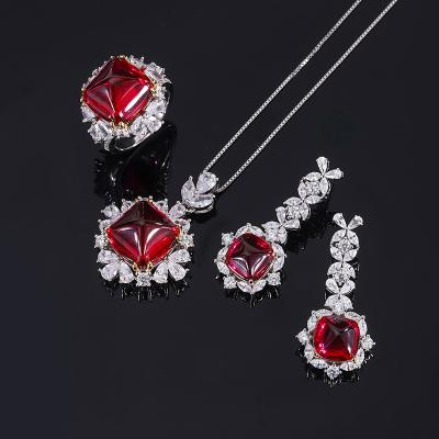 China S925 Style Full Body Selling Imitation Color Sugar Red Diamond Dangling Ring Earrings With Western Silvery Full Turn Hot Vibrato for sale