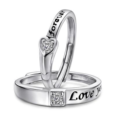 China Western style Tonglin letter love you love 925 silver open ring paired couple men and women ring gift lettering for sale