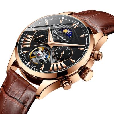 China Water Resistant Automatic Winding Watch Automatic Mechanical Watches For Men Leather Waterproof Mechanical Watch for sale