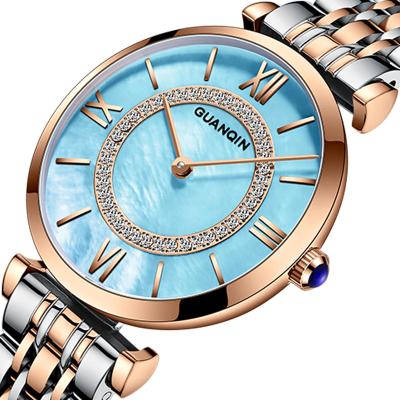 China Luxury High Quality Geneva Lady Quartz Watch Women Alloy Water Resistant GuanQin Hot Sale Wrist Watches for sale