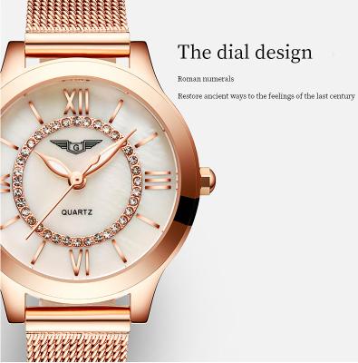 China GUANQIN Waterproof Luxury Women Dress Watches Geometric Wrist Watch Rose Gold Watches Ladies Wristwatch Quartz Wristwatch Bracelet Set for sale