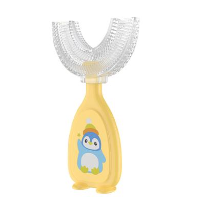 China New Hand-powered Silicone Baby Manual Oral Cleaning U-Shaped Baby Kids Kids Toothbrush for sale