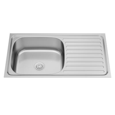 China Without Faucet Modern Kitchen Sink Equipment 304 Single Bowl Kitchen Sink With Drain Panel for sale